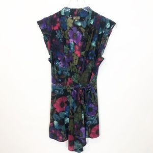 Fei Flutter Sleeve Floral Print Silk Wrap Top 4